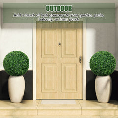2 Pieces 16 inches/20 inches Artificial Plant Boxwood Topiary Ball for Patio Garden Front Door Balcony Backyard-M