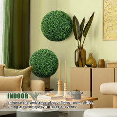 2 Pieces 16 inches/20 inches Artificial Plant Boxwood Topiary Ball for Patio Garden Front Door Balcony Backyard-M