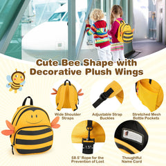 2 Pieces 18 Inch Ride-on Kids Luggage Set with Spinner Wheels and Bee Pattern-Yellow