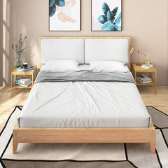 2 Piece 2 Tier Bamboo Nightstand for Living Room and Bedroom, Natural