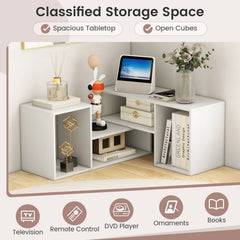 2 Pieces Adjustable TV Stand for TVs up to 55 Inch with Storage Cubes-White