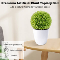 2 Pieces Artificial Plant Topiary Balls Faux Boxwood Decorative Balls-Green