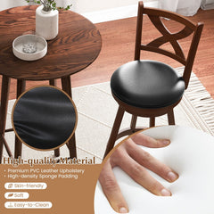 Set of 2 Classic Swivel Bar Stools with X Shaped Open Back, Espresso Wood, 30 Inch Seat Height