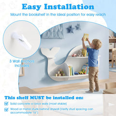 Floating Dolphin Shelves Wall Mounted Storage Display Rack-White