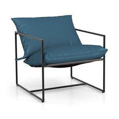 2 Pieces Sling Accent Chair Leisure Chair with Weatherproof Seat Fabric Indoor Outdoor-Navy