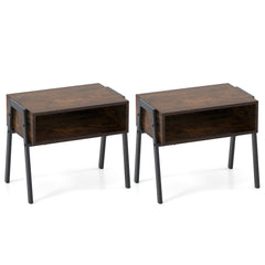 2 Piece Stackable Night Stand and Bedside End Table Set