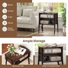 2 Piece Stackable Night Stand and Bedside End Table Set