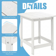 2-Pieces 18 Inches Adirondack Outdoor Side Table for Patio and Garden-White