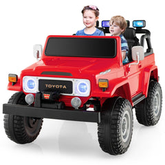 12V 2 Seat Licensed Toyota FJ40 Kids Ride On Car, 2.4G Remote with Brake, 3 Speeds, 14 Inch Wheels, Red