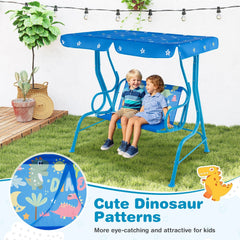 2-Seater Kids Patio Swing with Metal Stand and Adjustable Canopy-Bule