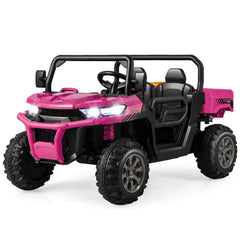 2 Seater Kids Ride On Dump Truck with Rocking Mode, Media Centre, USB, AUX and Tilting Bed, 110 lb, Pink