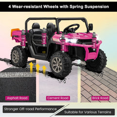 2 Seater Kids Ride On Dump Truck with Rocking Mode, Media Centre, USB, AUX and Tilting Bed, 110 lb, Pink