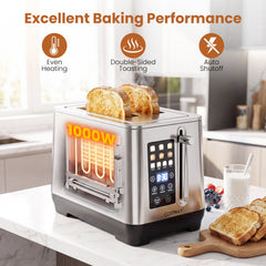 2 Slice Toaster with 6 Browning Levels and 4 Bread Types-Silver