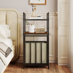 2-Tier Laundry Hamper with Tilt-out Basket-Black