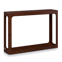 2-Tier Mid Century Wood Console Table with Storage Shelf-Brown