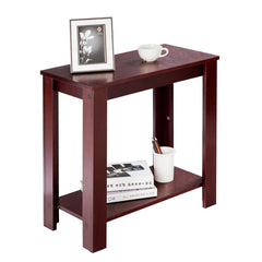 Compact 2 Tier End Table with Storage Shelf, Espresso Finish
