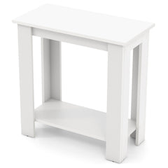 Compact 2 Tier End Table with Storage Shelf, White Finish