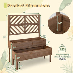 2-Tier Raised Garden Bed with Trellis-Brown