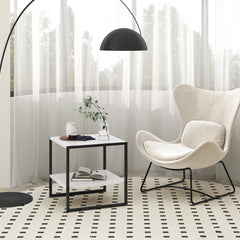 2-Tier Square End Table with Reversible Storage Shelf, White