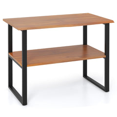 2-Tier Solid Teak End Table and Storage Shelf