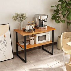 2-Tier Solid Teak End Table and Storage Shelf