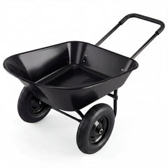 2 Tire Wheelbarrow Garden Cart Heavy-duty Dolly Utility Cart-Black