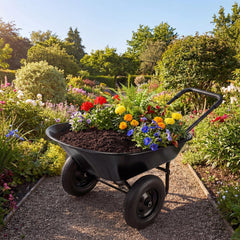2 Tire Wheelbarrow Garden Cart Heavy-duty Dolly Utility Cart-Black