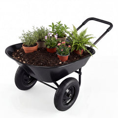 2 Tire Wheelbarrow Garden Cart Heavy-duty Dolly Utility Cart-Black