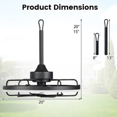 20” Celling Fan with Dimmable LED Light 6 Speeds and Timer-Black