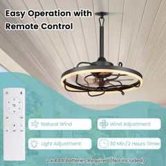 20” Celling Fan with Dimmable LED Light 6 Speeds and Timer-Black