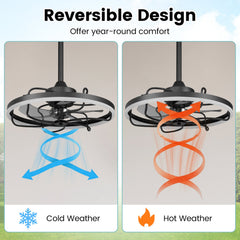 20” Celling Fan with Dimmable LED Light 6 Speeds and Timer-Black