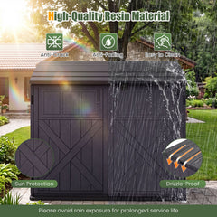 20 Cu.Ft Horizontal Resin Storage Shed with Adjustable Shelf-Brown
