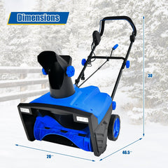 20 Inch 120V 15Amp Electric Snow Thrower, with 180° Rotatable Chute-Blue