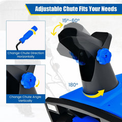 20 Inch 120V 15Amp Electric Snow Thrower, with 180° Rotatable Chute-Blue