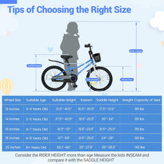 20 Inch Kids Bike with Kickstand, Basket and Mudguards, Navy