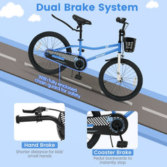 20 Inch Kids Bike with Kickstand, Basket and Mudguards, Navy