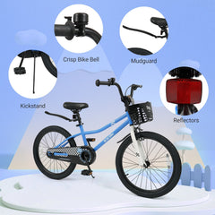 20 Inch Kids Bike with Kickstand, Basket and Mudguards, Navy