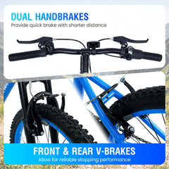 20 Inch Kids Mountain Bike with Shimano 7 Speed and Suspension Fork, Blue