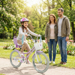 20 Inch Girls Bike with Doll Seat, Basket and Kickstand, Purple