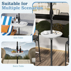 20 Inch Outdoor Adjustable Umbrella Table for 2 Sizes Patio Umbrella Pole-White