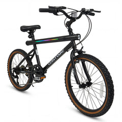 20 Inch LED Lit Cycling Bike with Speakers and Shimano 6 Speed, Black