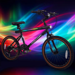 20 Inch LED Lit Cycling Bike with Speakers and Shimano 6 Speed, Black
