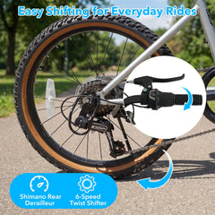 20 Inch LED Lit Cycling Bike with Speakers and Shimano 6 Speed, Silver