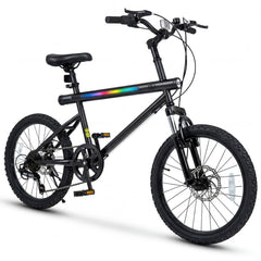 20 Inch LED Lit Commuter Bicycle with Disc Brakes and Stereo Speakers, Black