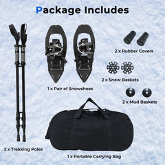 21” Snowshoes with Trekking Poles-Black