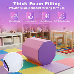 22.5 inches x 26 inches Octagon Tumbling Mat with Zippered Cover and Thick Foam Filling-Pink