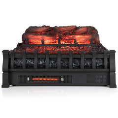 23 Inch Infrared Quartz Electric Fireplace Pinewood Log Heater with Adjustable Flame-Black