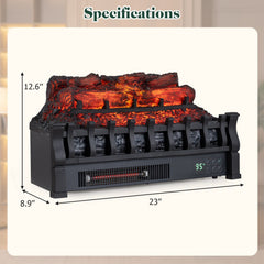 23 inches WiFi Fireplace Insert Pinewood Set with App and Remote-Black
