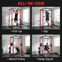 Power Cage, 1000 lbs Capacity Power Rack with Adjustable Height, Squat Rack for Home Gym Strength Training