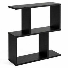 S Shape Geometric Bookshelf, 3 Tier Open Display Shelf, Black